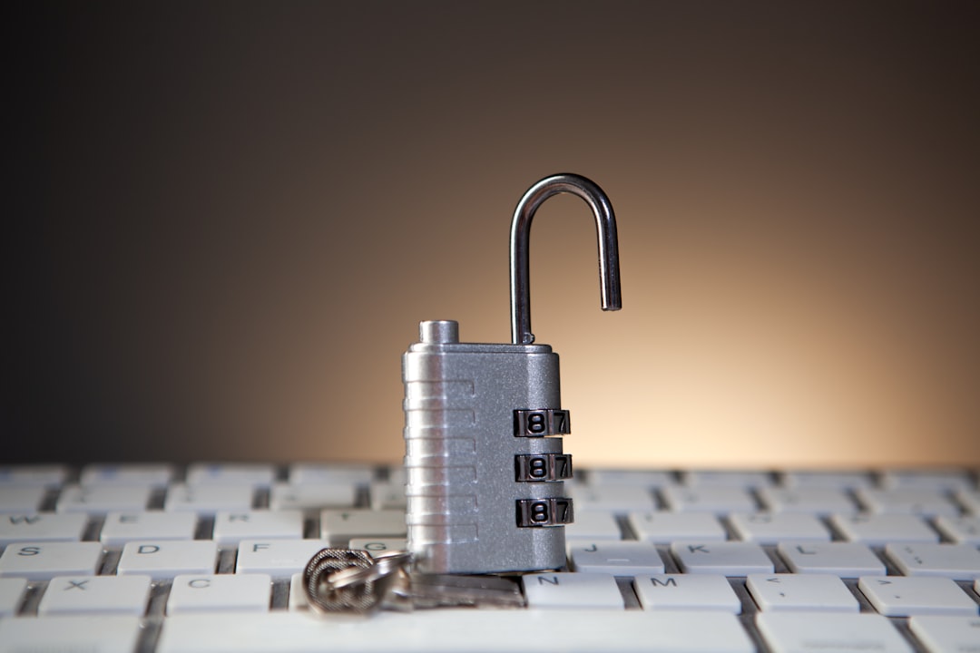 Cybersecurity padlock on keyboard
